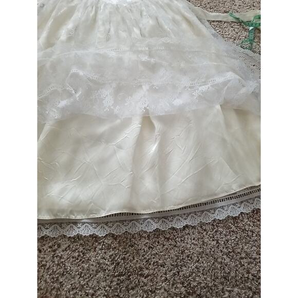 Vintage 90s Jessica McClintock Ivory Lace Floral Dress Girls Size 10 Mock Neck - Picture 11 of 13